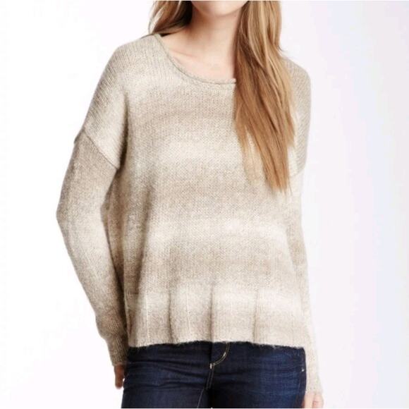James Perse Marled Beige Ecru Alpaca Wool Crew Neck Boxy Sweater sz 2 US Medium - Picture 1 of 9